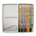 HB lead pencil plastic mantle pencil with dipped top with Metal case packing